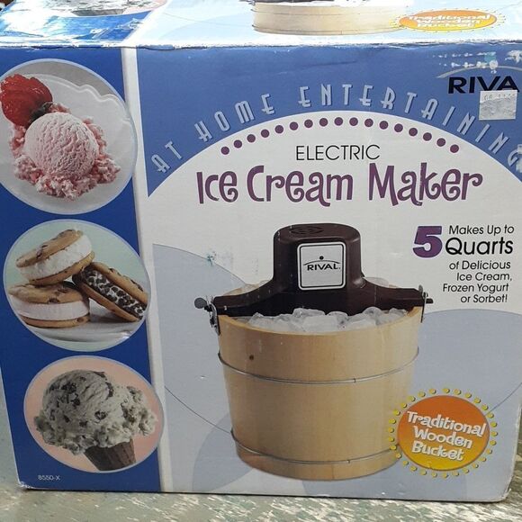 Rival Ice Cream Maker & Yogurt Freezer #8550 Wood Bucket 5 Qt. USA - Picture 10 of 17